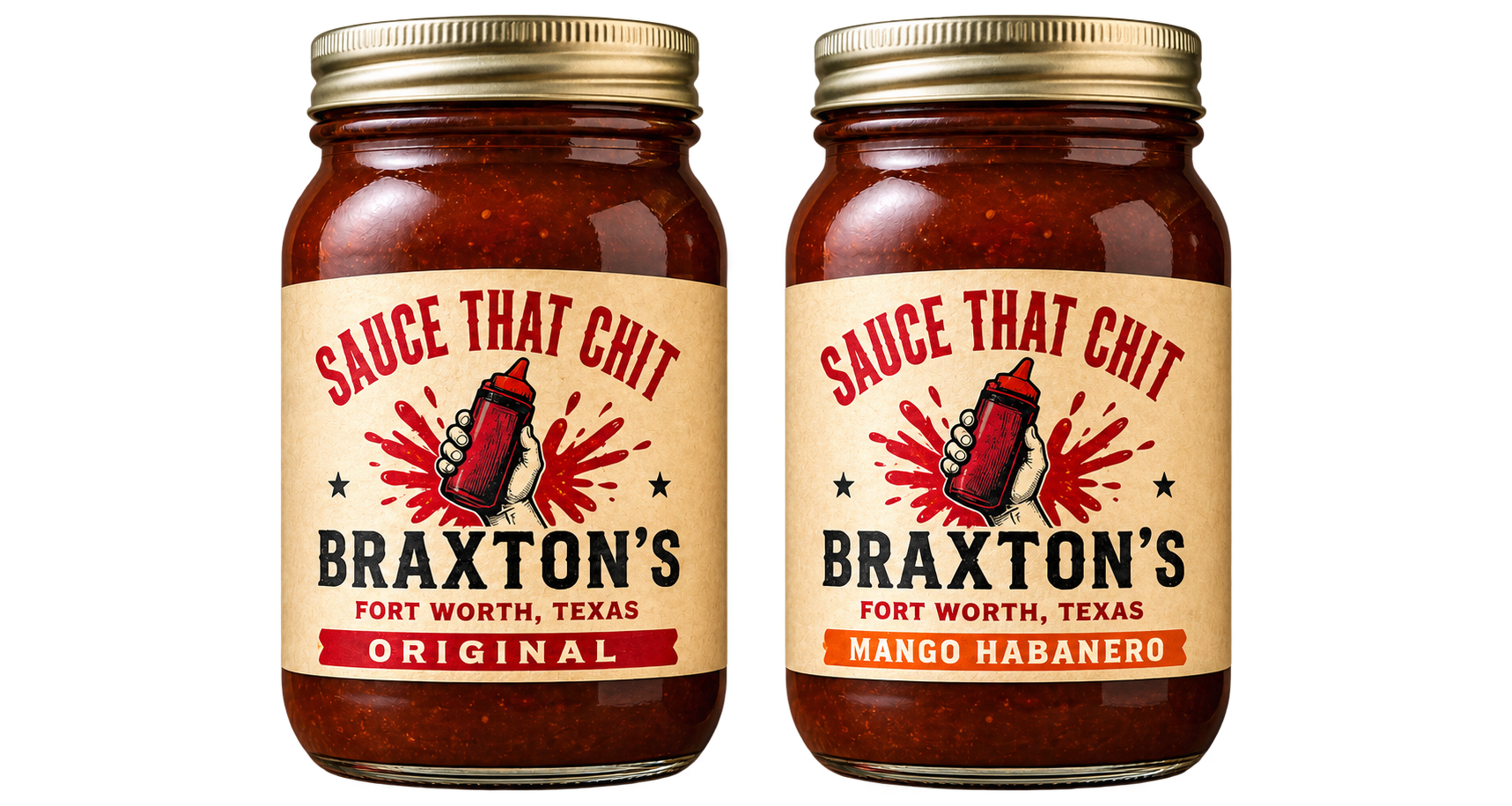 Original and Mango Habanero Sauce That Chit mason jars